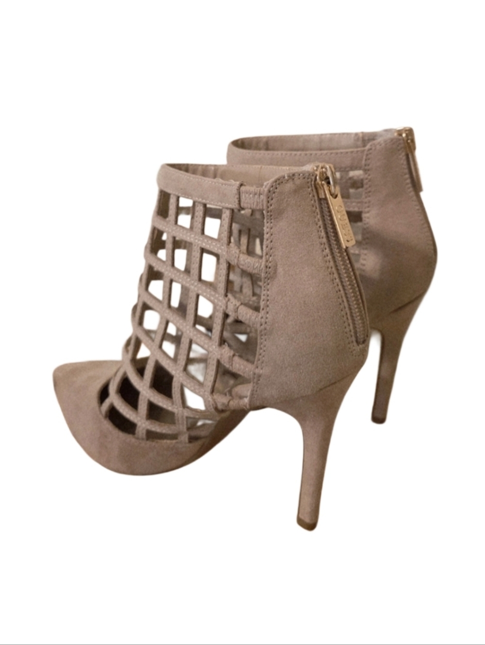 GUESS Lattice Pointed Toe Heeled Booties